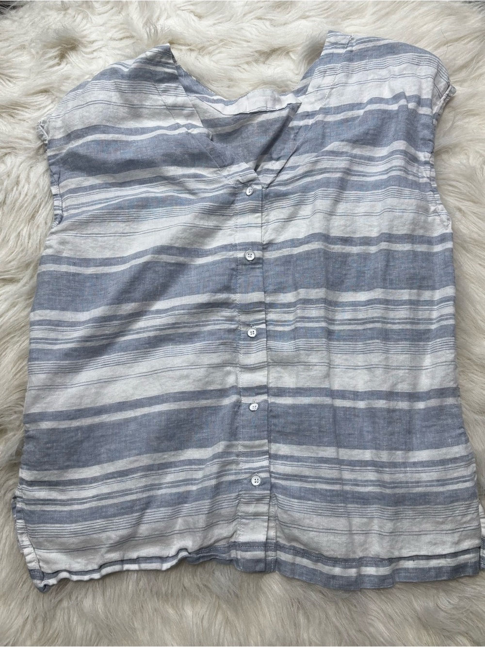 Cynthia Rowley Light Blue & White Striped Linen Top size Women’s Small